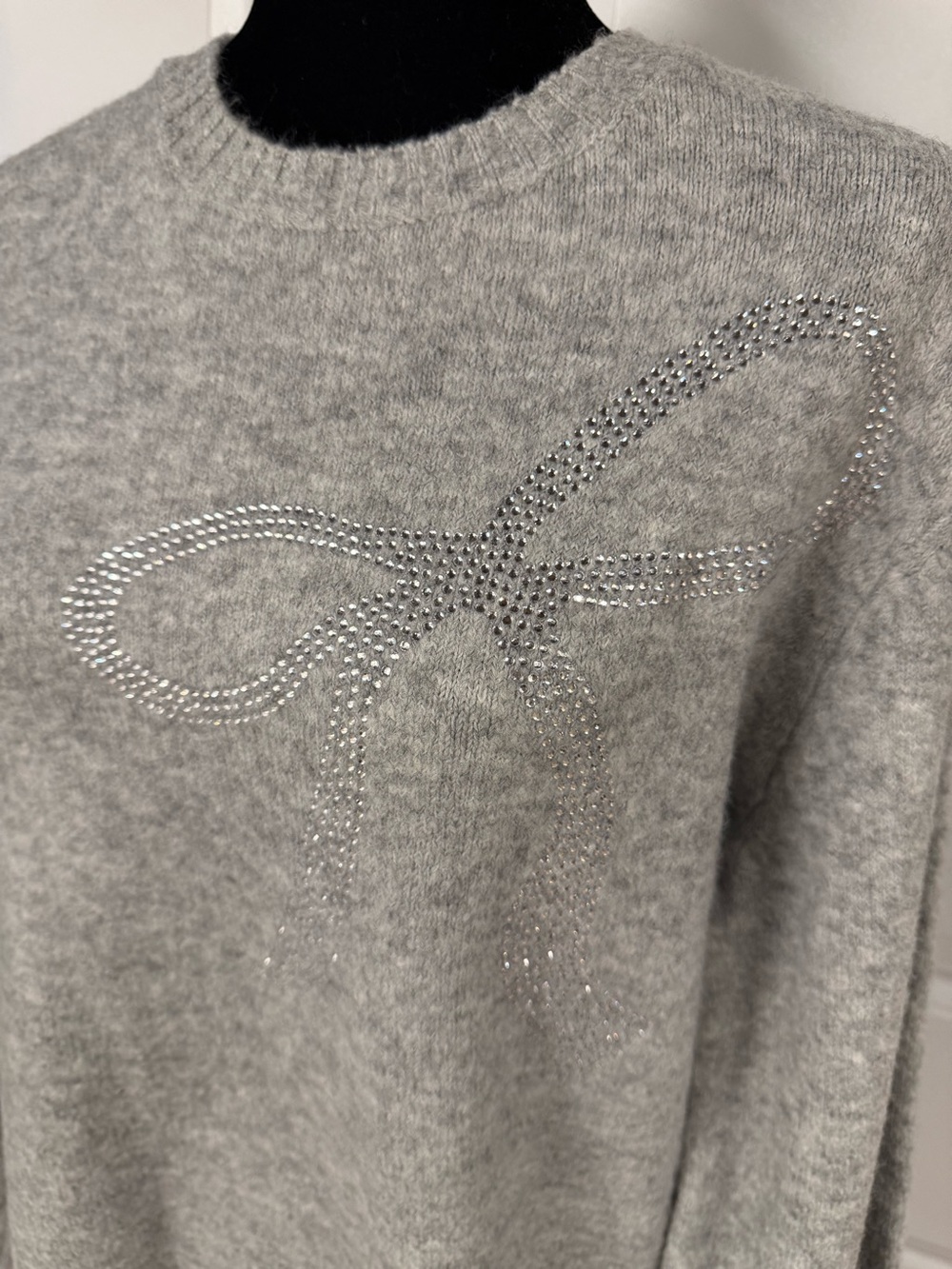 LC Lauren Conrad Rhinestone Bow Raglan Sweater